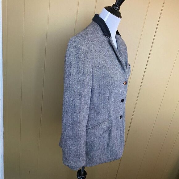 Evan Picone wool Blend women 12 three button blazer jacket w/velour collar - Picture 4 of 11